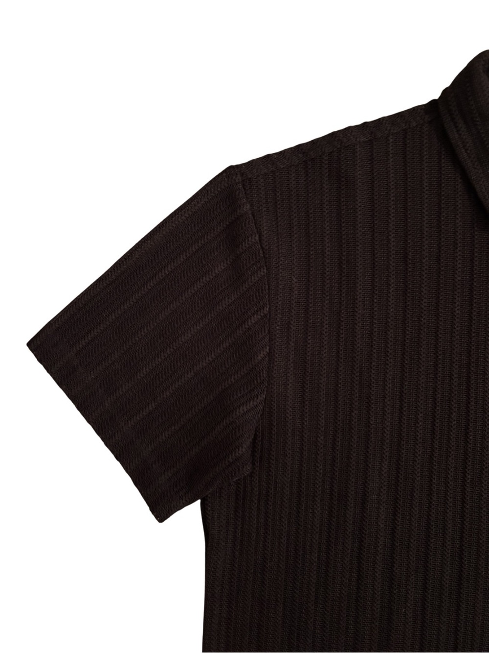 H&M Chocolate Brown Mesh Short-Sleeve Button-Up Shirt - Picture 4 of 5
